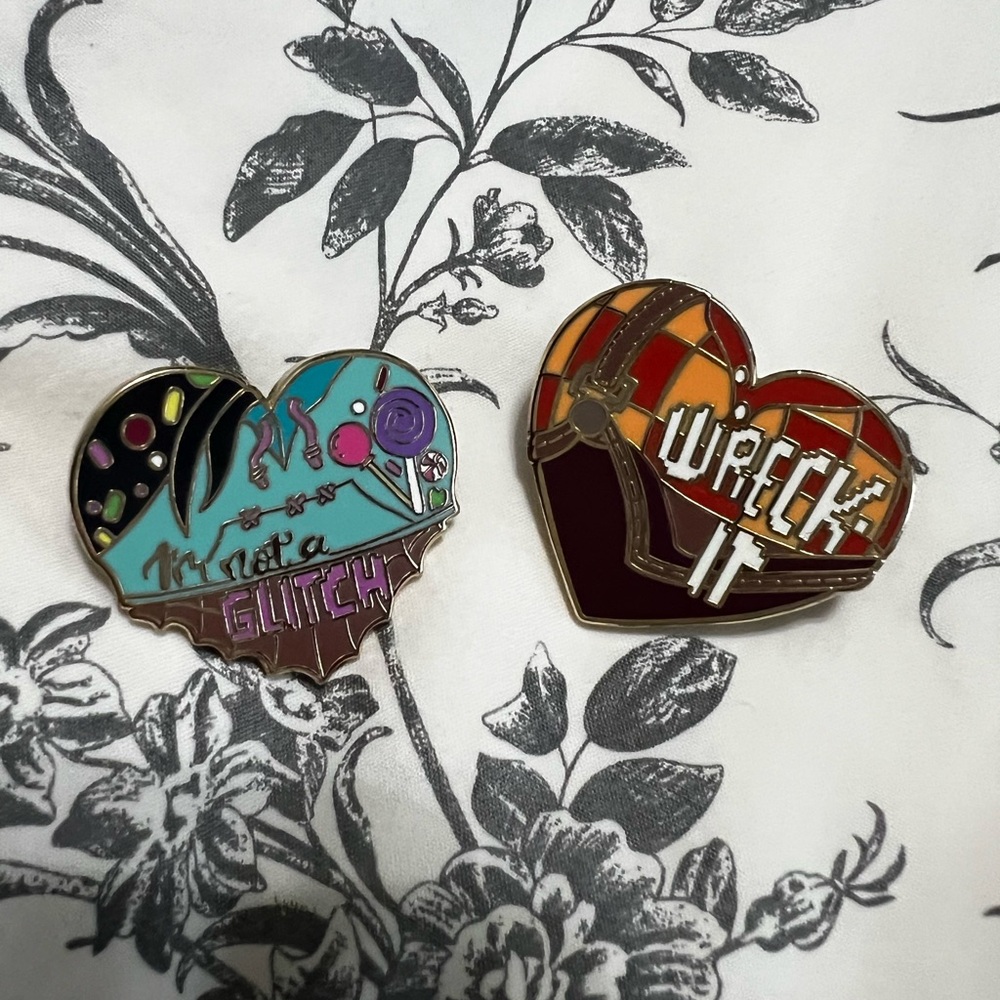 Vanellope and wreck it Ralph heart fantasy pins set